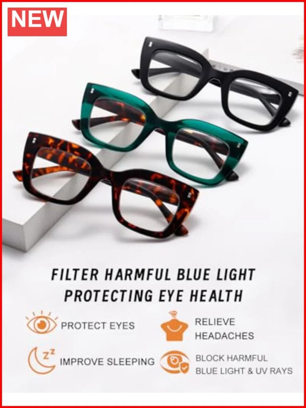 Blue Light Blocking Reading Glasses for Women Oversized 3 Pack Retro Spring